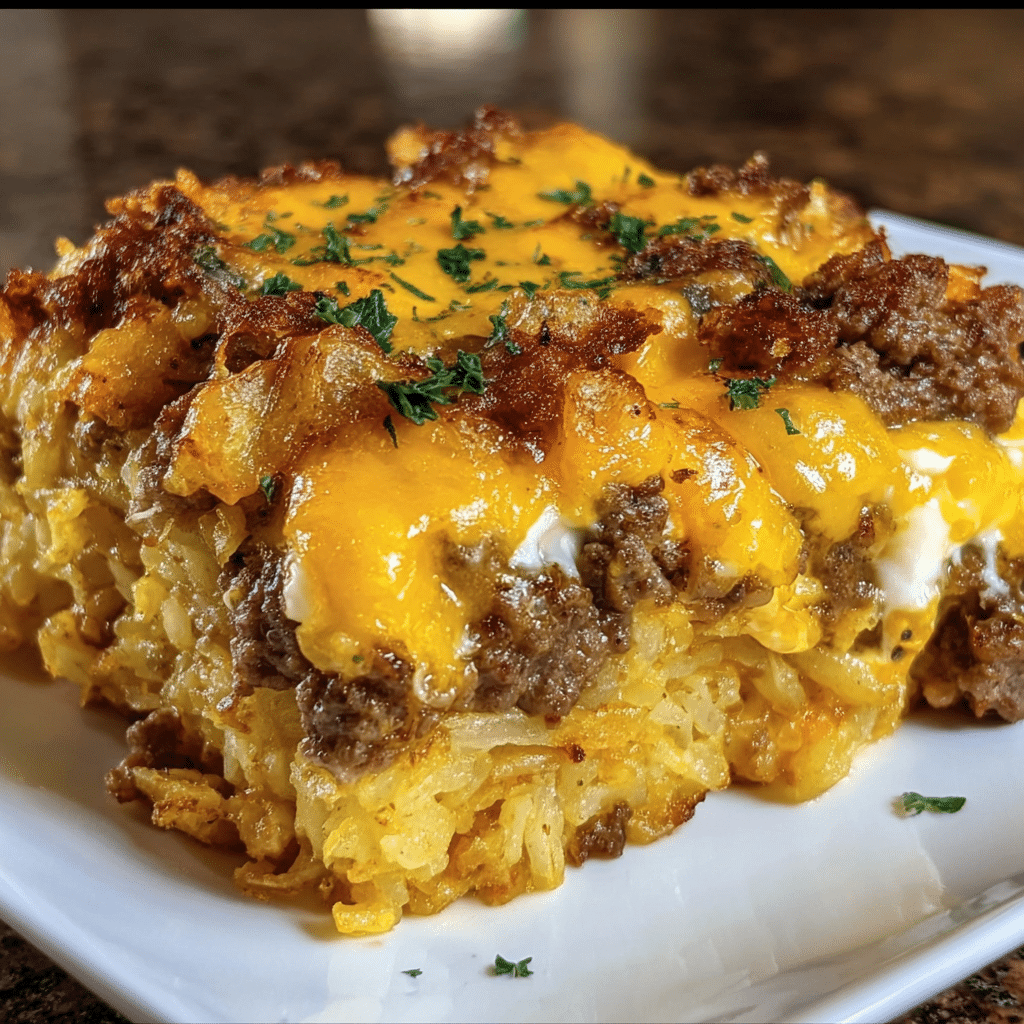 Cheesy Hamburger Hashbrown Casserole