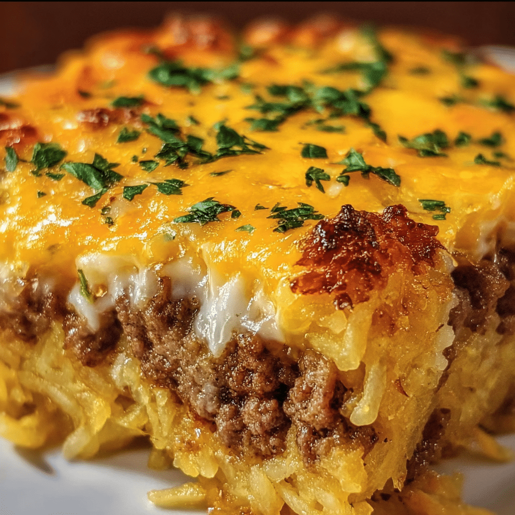 Cheesy Hamburger Hashbrown Casserole