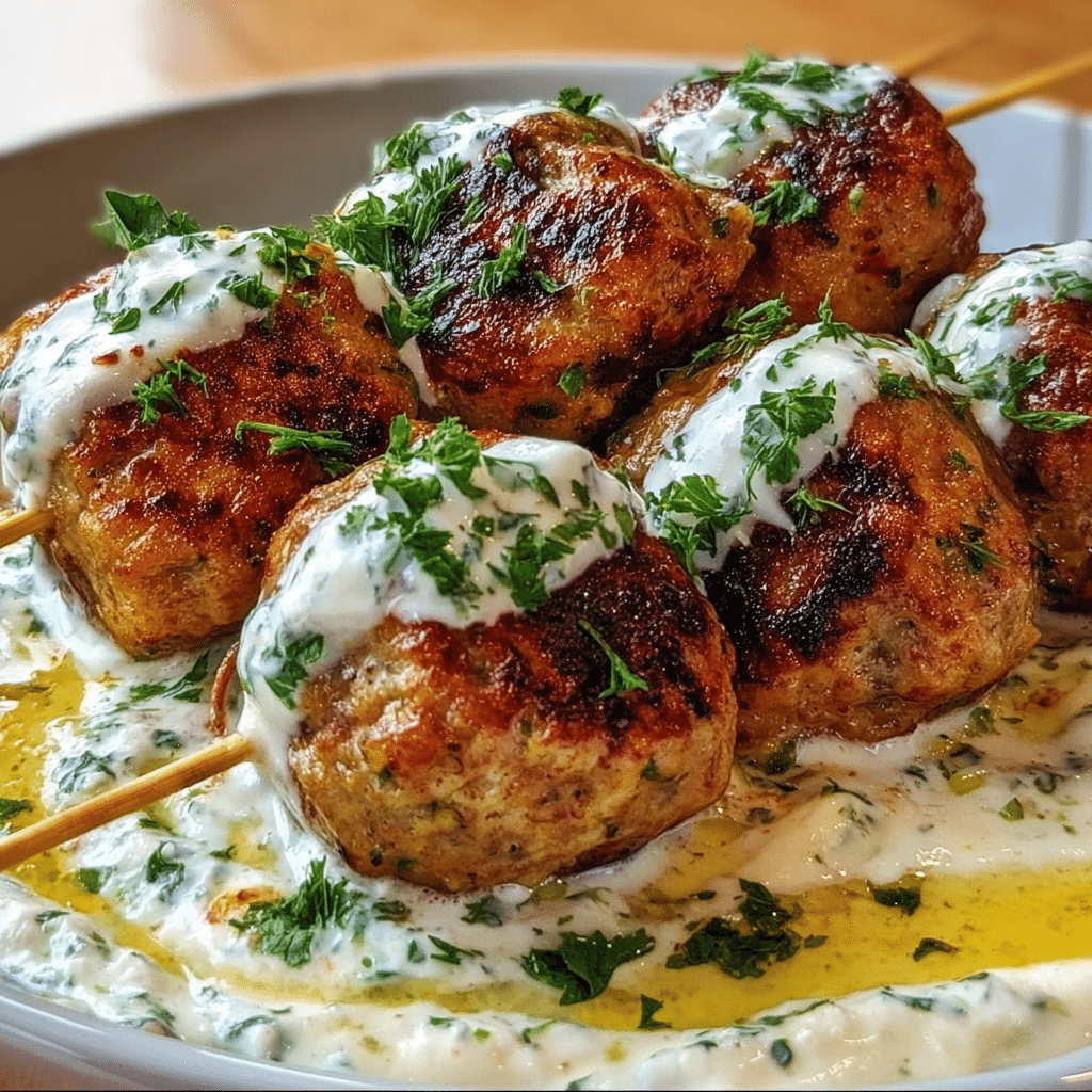 Chicken Kofta With Garlic Yogurt Sauce