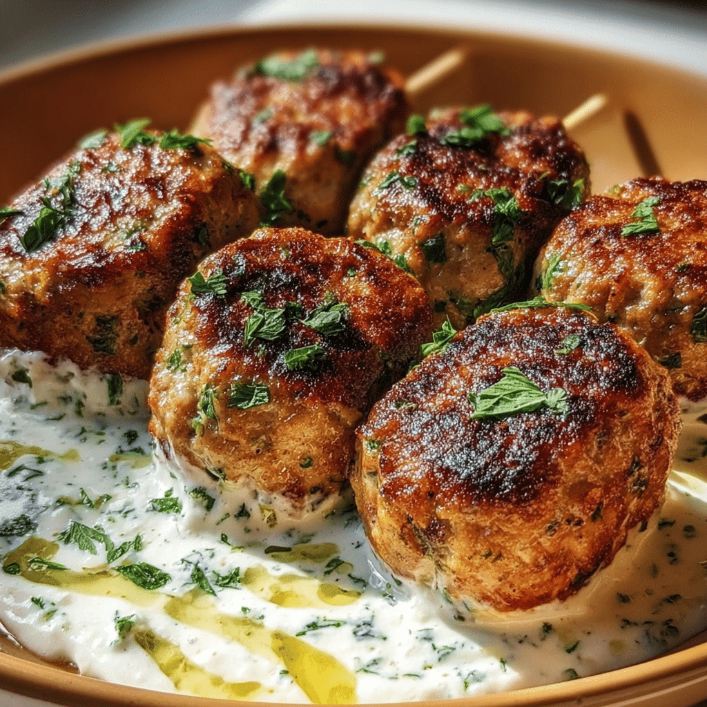 Chicken Kofta With Garlic Yogurt Sauce