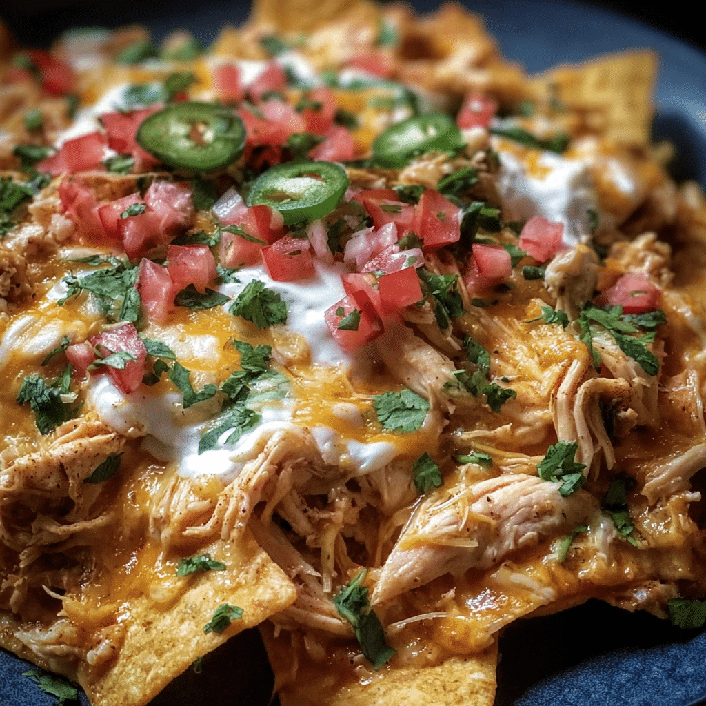 Creamy Crockpot Chicken Nachos