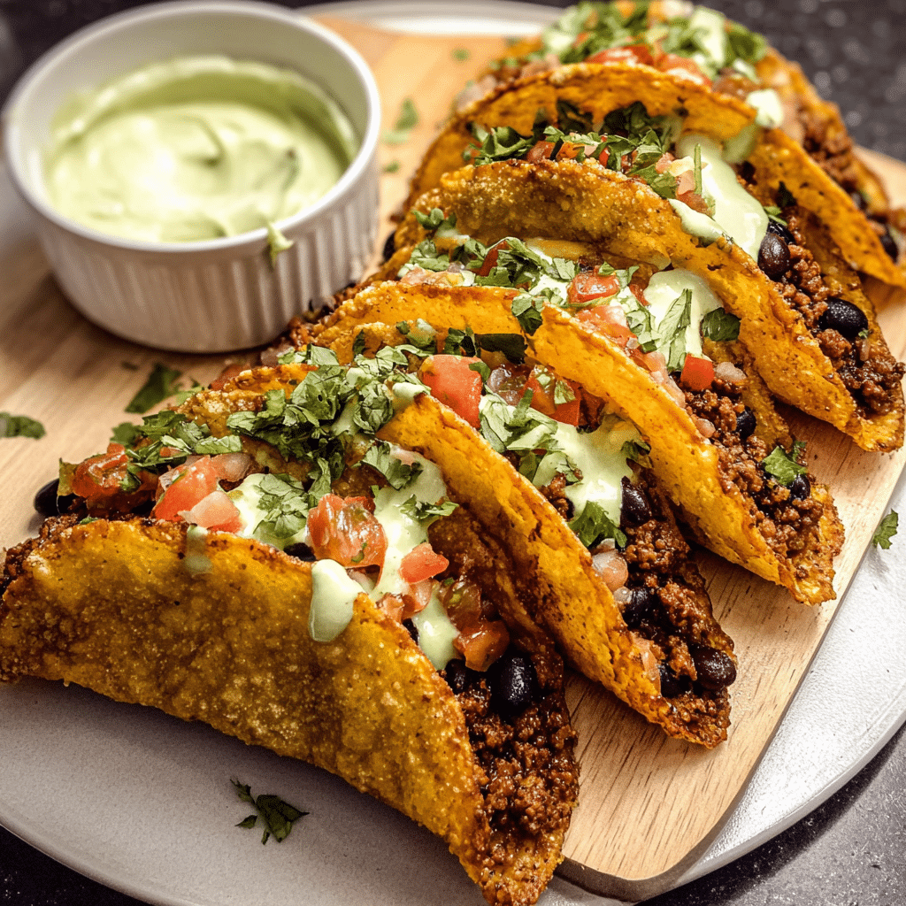 Crispy Baked Ground Turkey & Black Bean Tacos