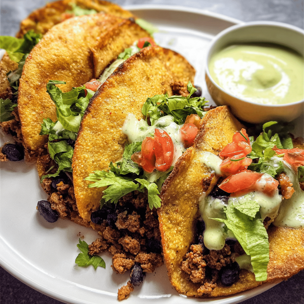 Crispy Baked Ground Turkey & Black Bean Tacos