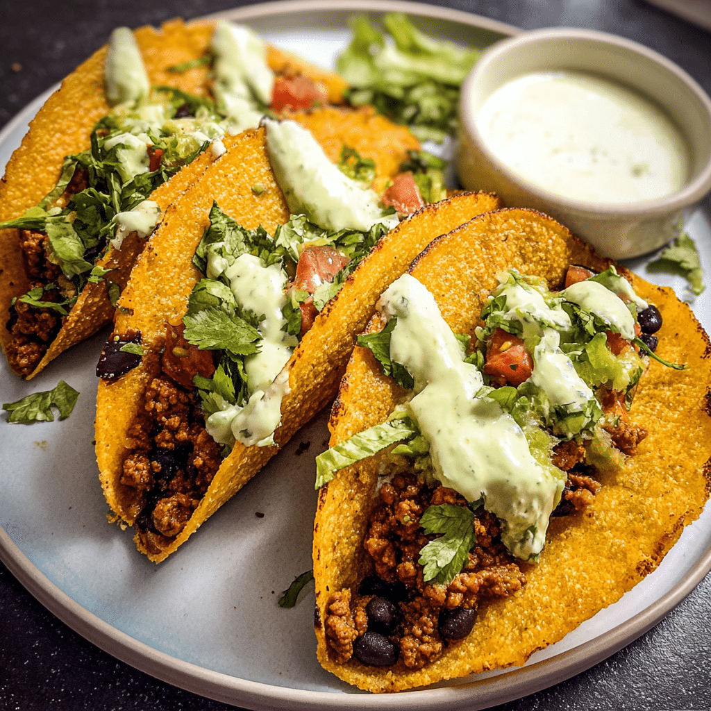 Crispy Baked Ground Turkey & Black Bean Tacos
