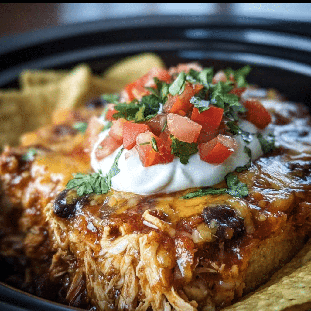 Crockpot Chicken Enchilada Casserole