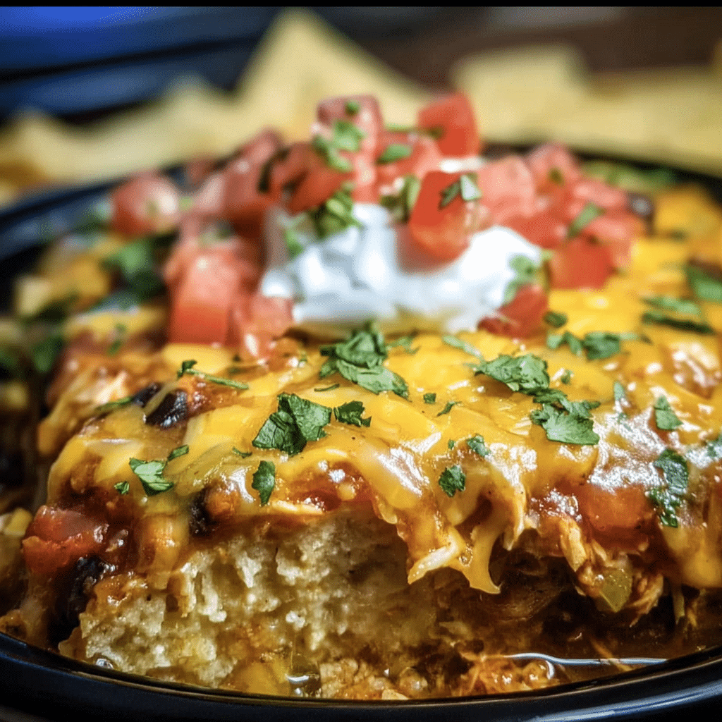 Crockpot Chicken Enchilada Casserole