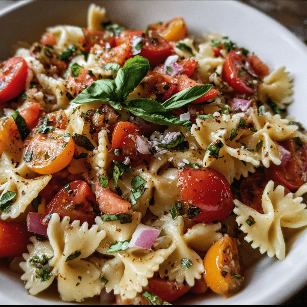 Delicious Bruschetta Pasta Salad