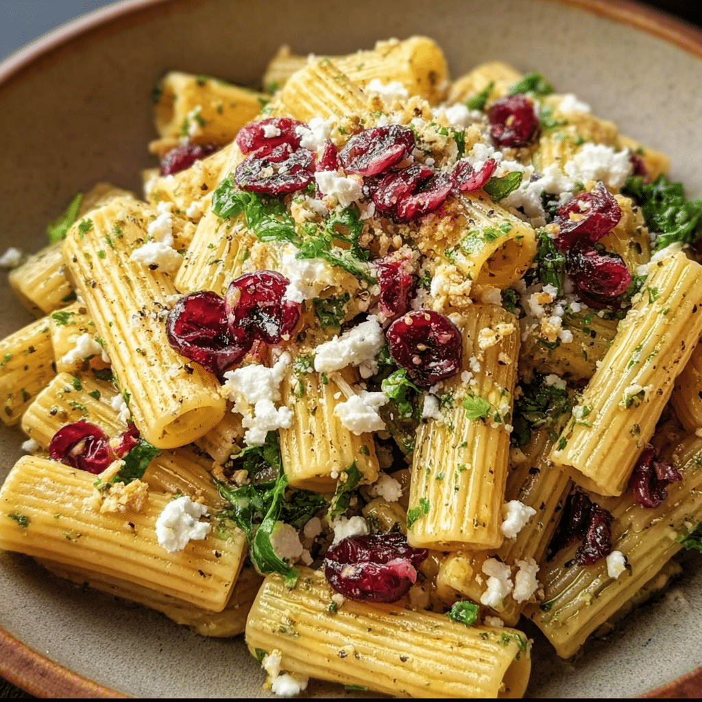 Feta & Cranberry Rigatoni Salad With Lemon Vinaigrette