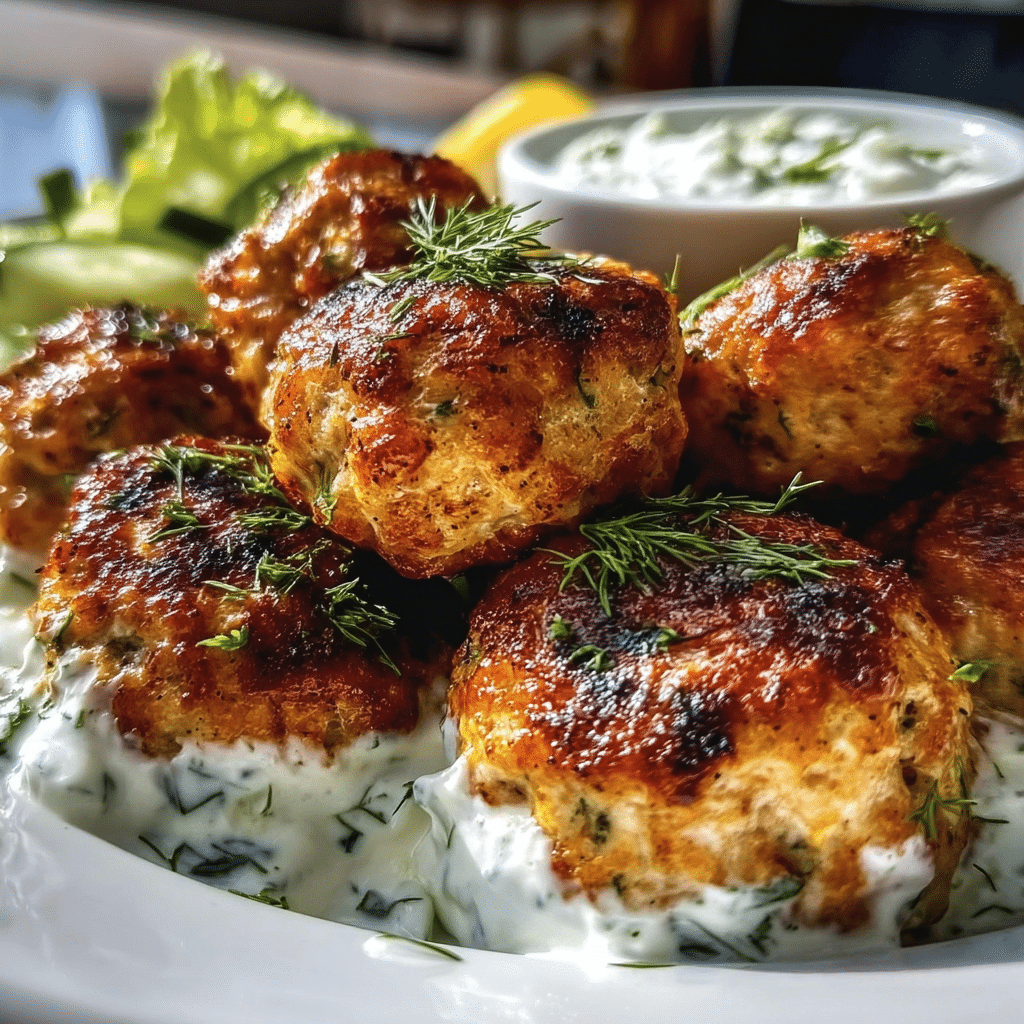 Greek Chicken Meatballs With Tzatziki Sauce