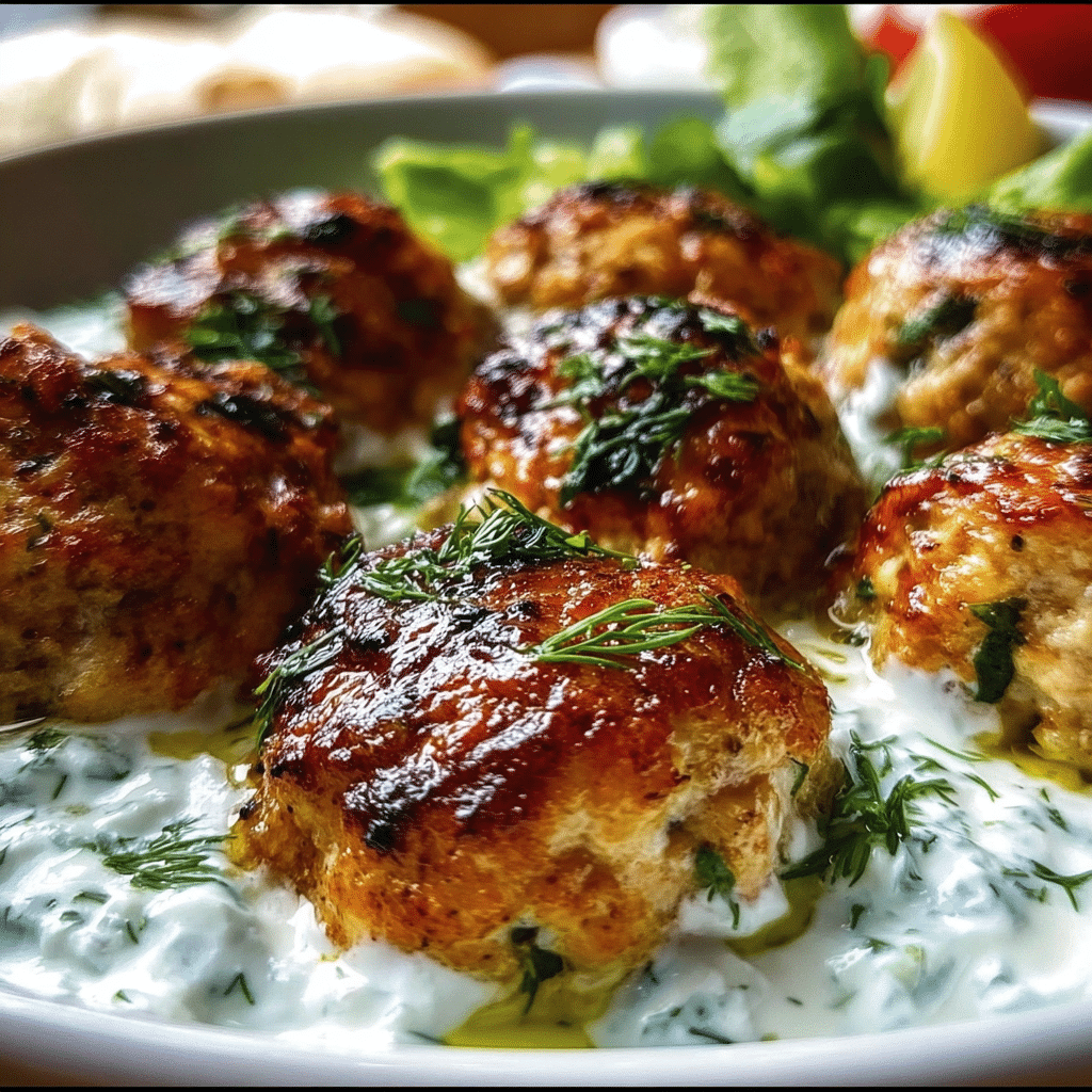 Greek Chicken Meatballs With Tzatziki Sauce