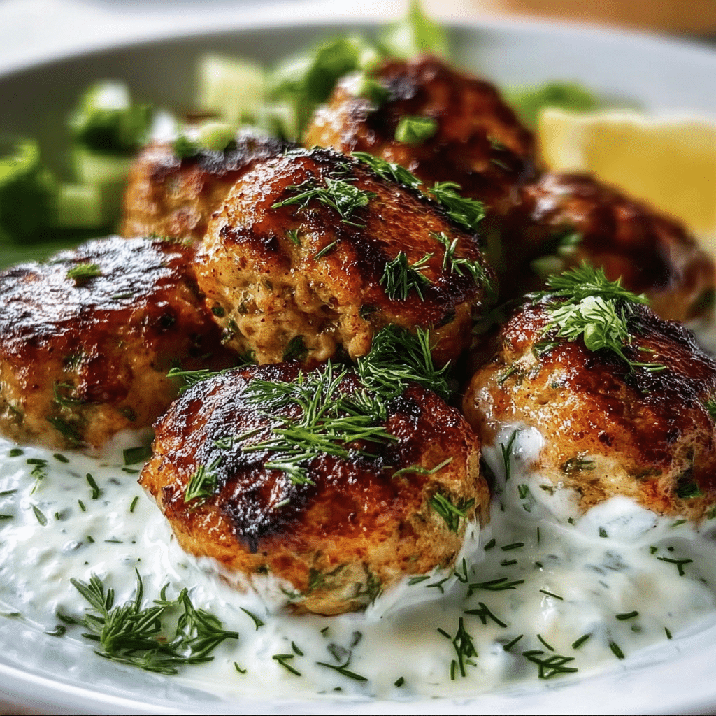 Greek Chicken Meatballs With Tzatziki Sauce