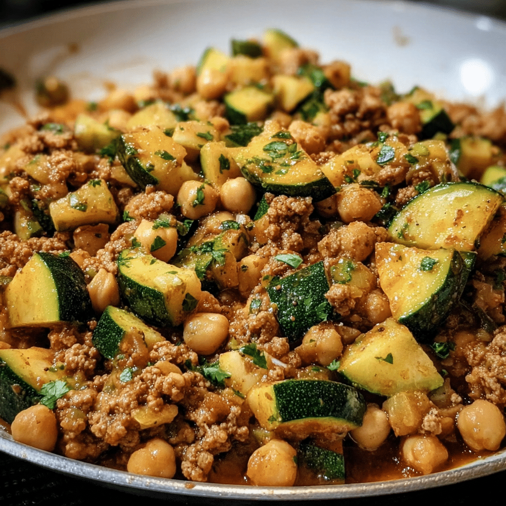 Ground Turkey Zucchini Chickpea Skillet