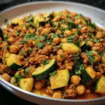 Ground Turkey Zucchini Chickpea Skillet