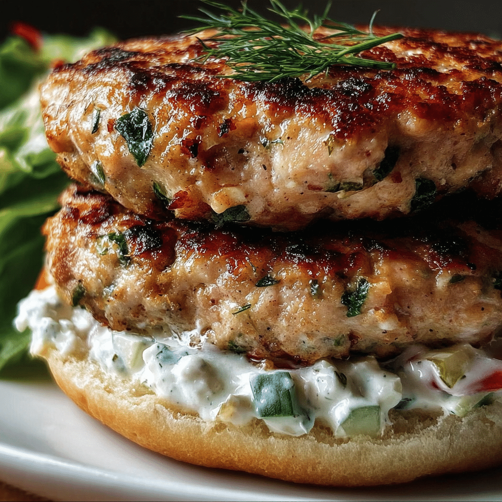 Juicy Greek Chicken Burgers With Tzatziki Sauce