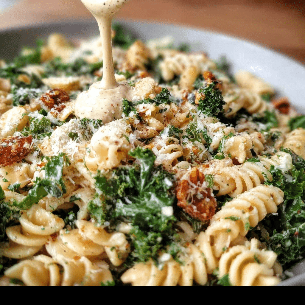 Kale Caesar Pasta Salad