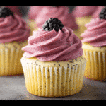 Lemon Poppy Seed Cupcakes With Blackberry Frosting