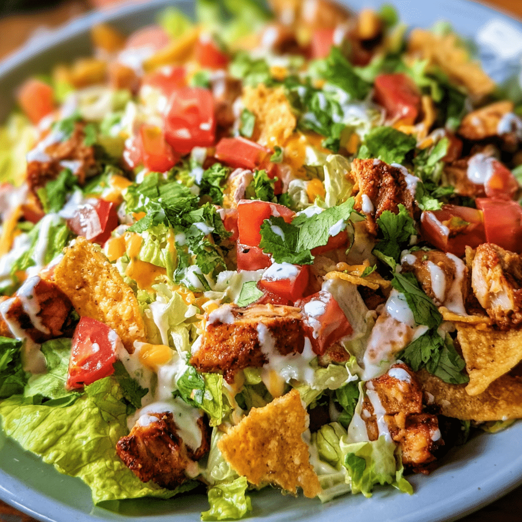 Loaded Chicken Taco Salad With Creamy Lime Cilantro