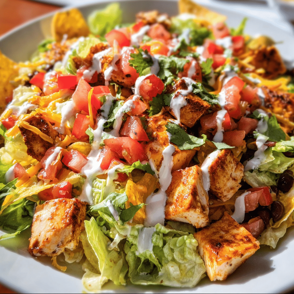 Loaded Chicken Taco Salad With Creamy Lime Cilantro