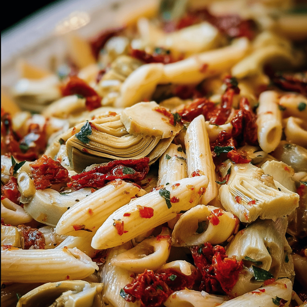 Pasta Salad With Sun Dried Tomatoes And Artichoke Hearts