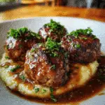 Salisbury Steak Meatballs With Garlic Herb