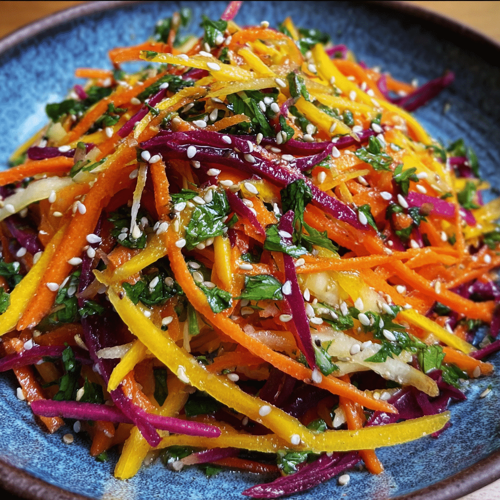 Shaved Rainbow Carrot Sesame Salad