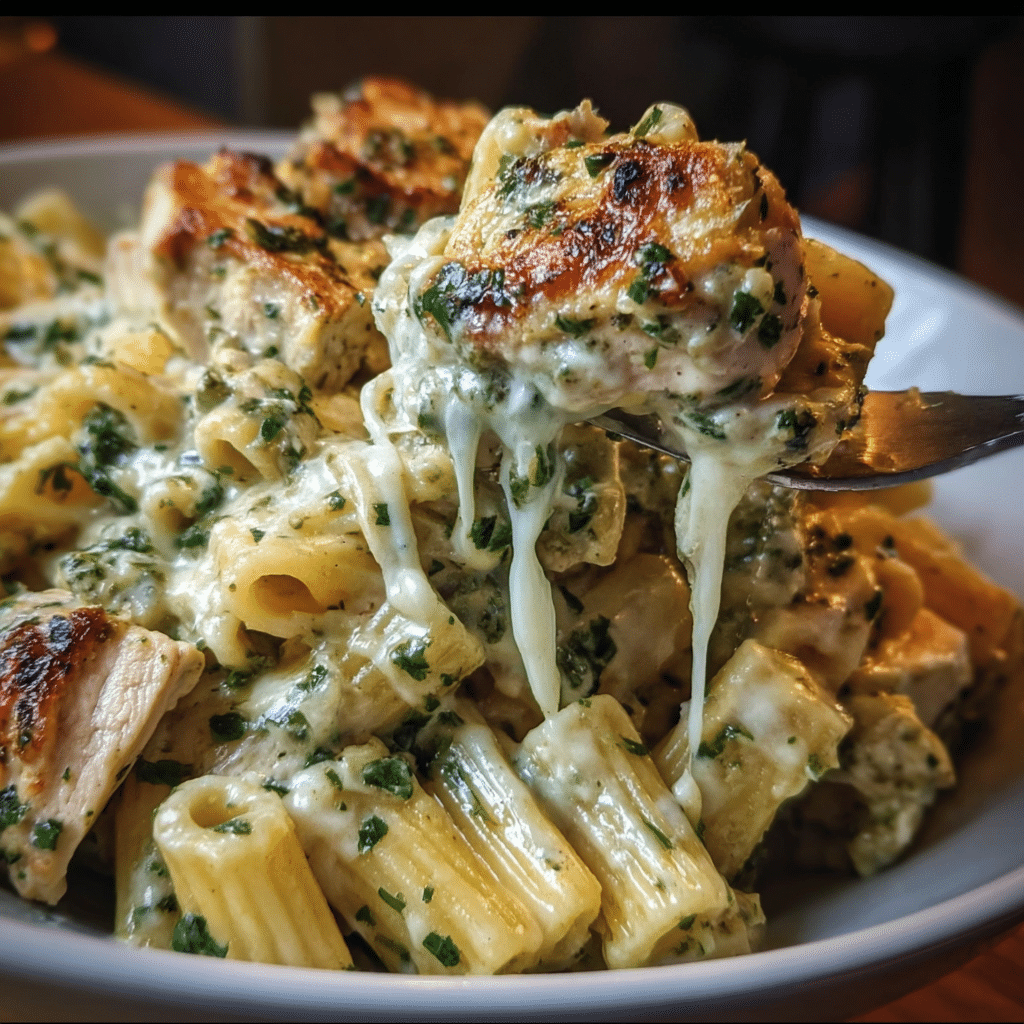 Creamy Pesto Chicken Pasta Bake