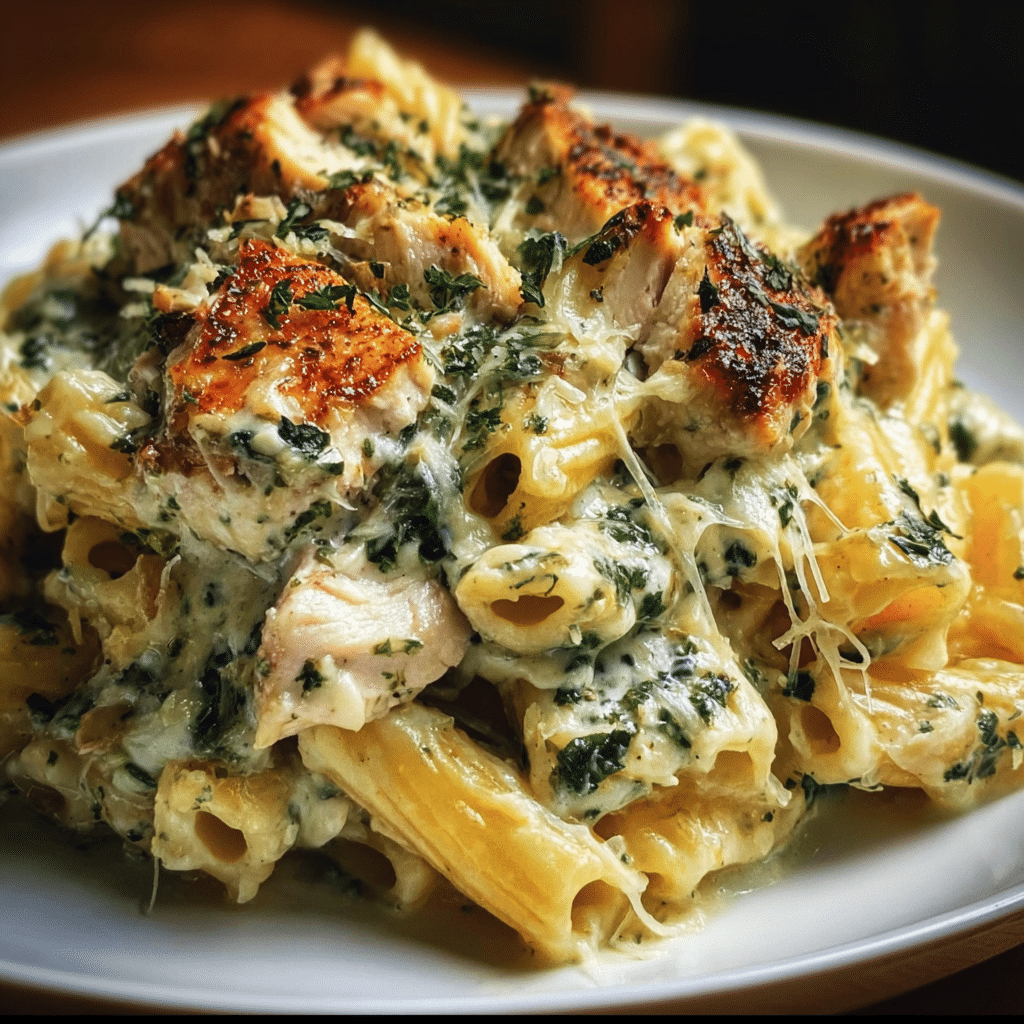 Creamy Pesto Chicken Pasta Bake
