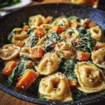 Creamy Skillet Tortellini With Sweet Potato And Spinach