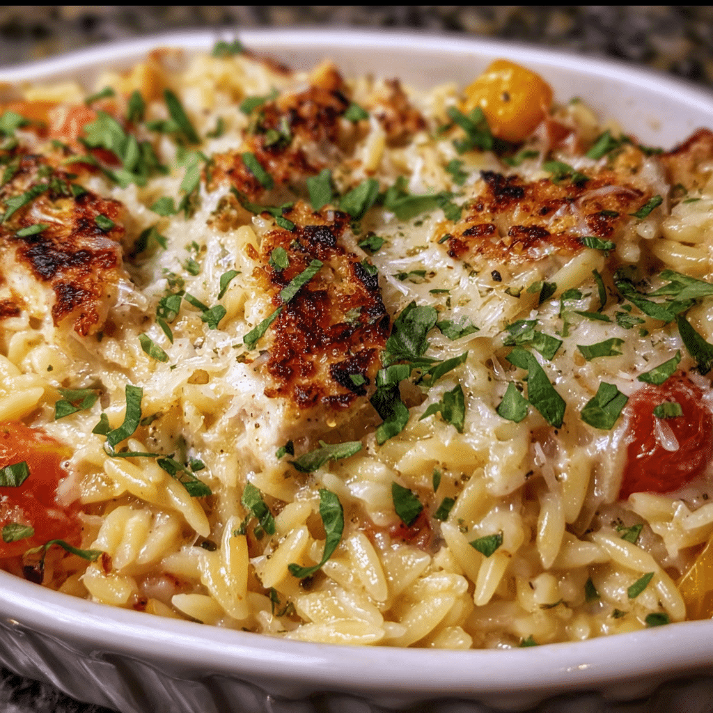 Easy Boursin Orzo Bake