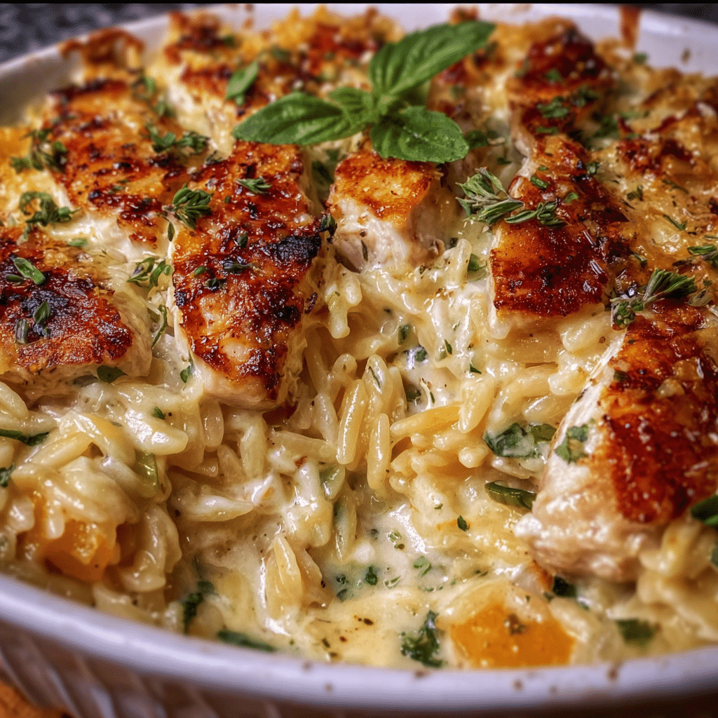 Easy Boursin Orzo Bake