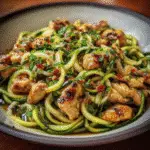 Garlic Chicken Zucchini Noodles Stir Fry