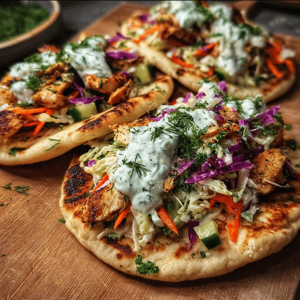 Sheet Pan Chicken Pitas With Fresh Herb Ranch Slaw