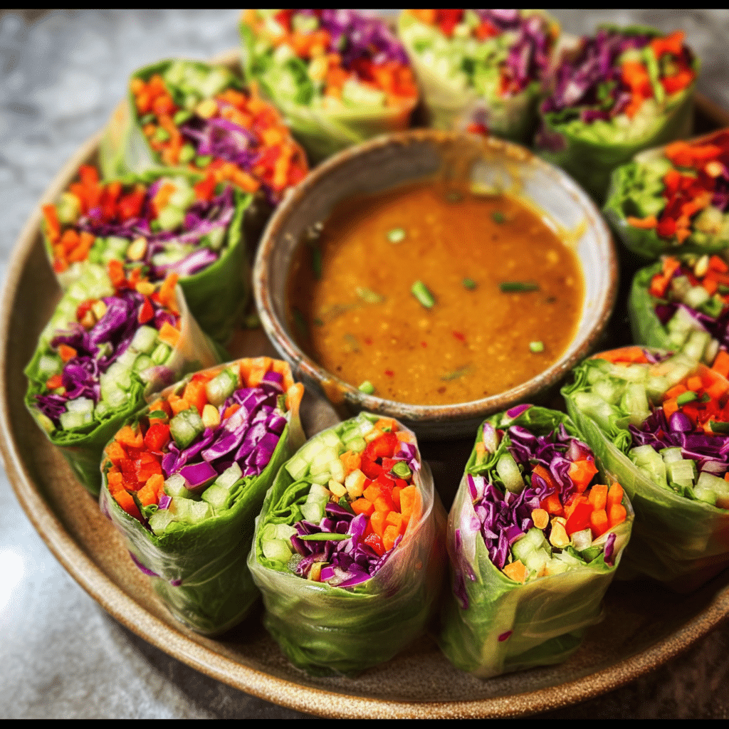 Vegetable Spring Rolls With Peanut Sauce