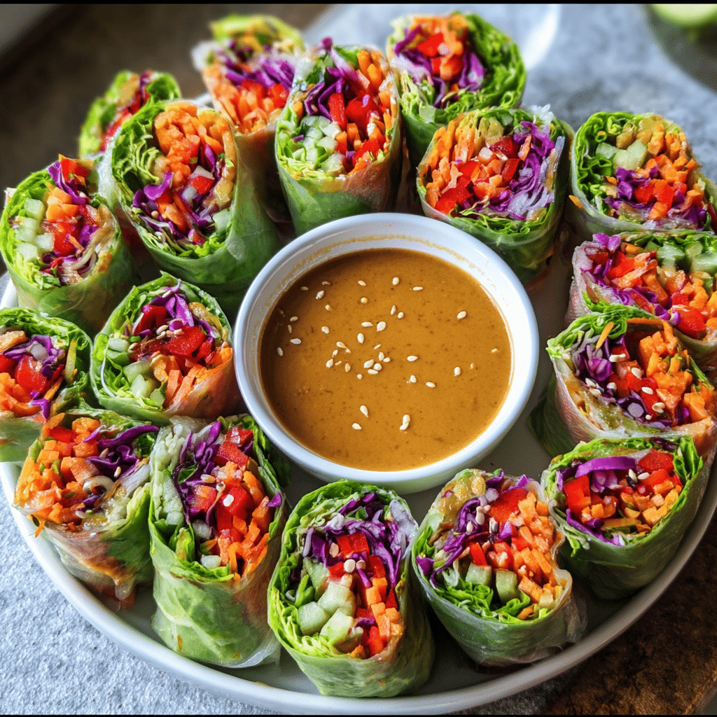 Vegetable Spring Rolls With Peanut Sauce