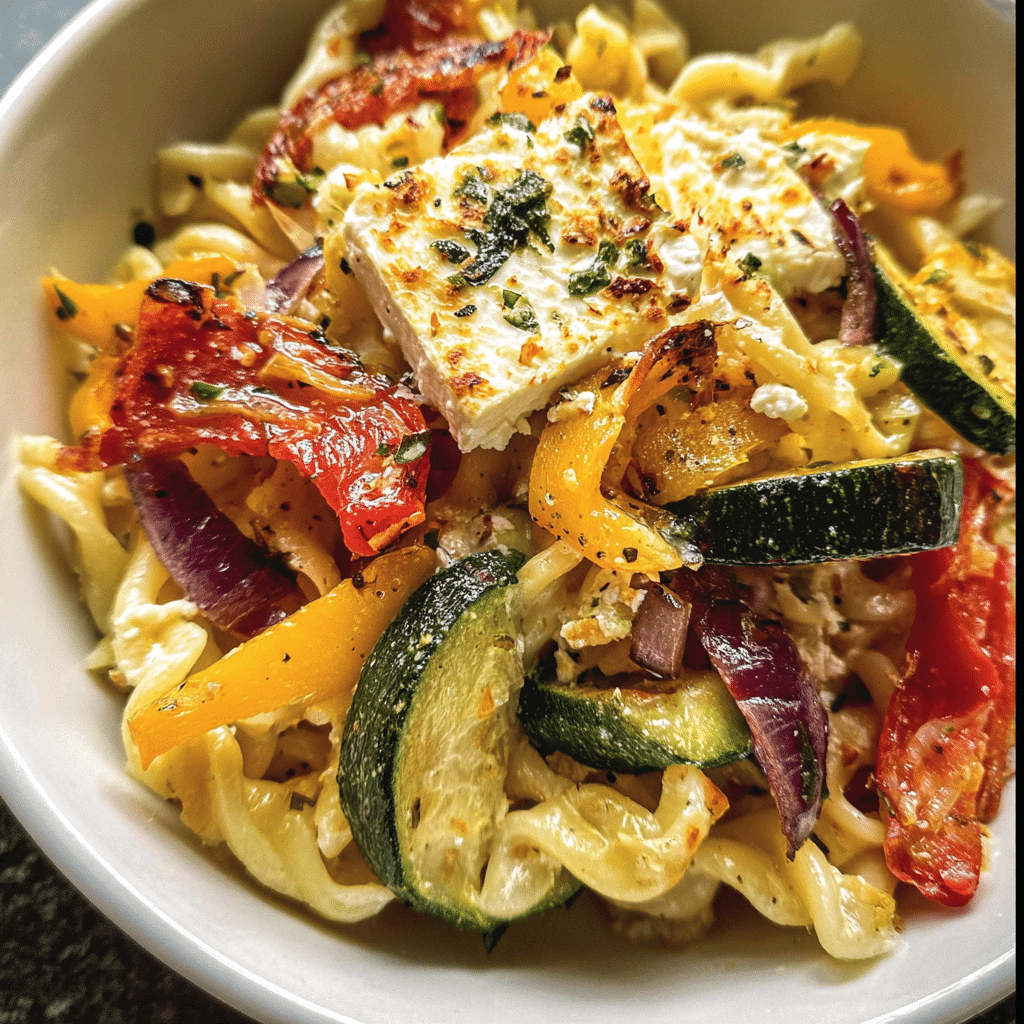 Veggie Pasta With Baked Feta