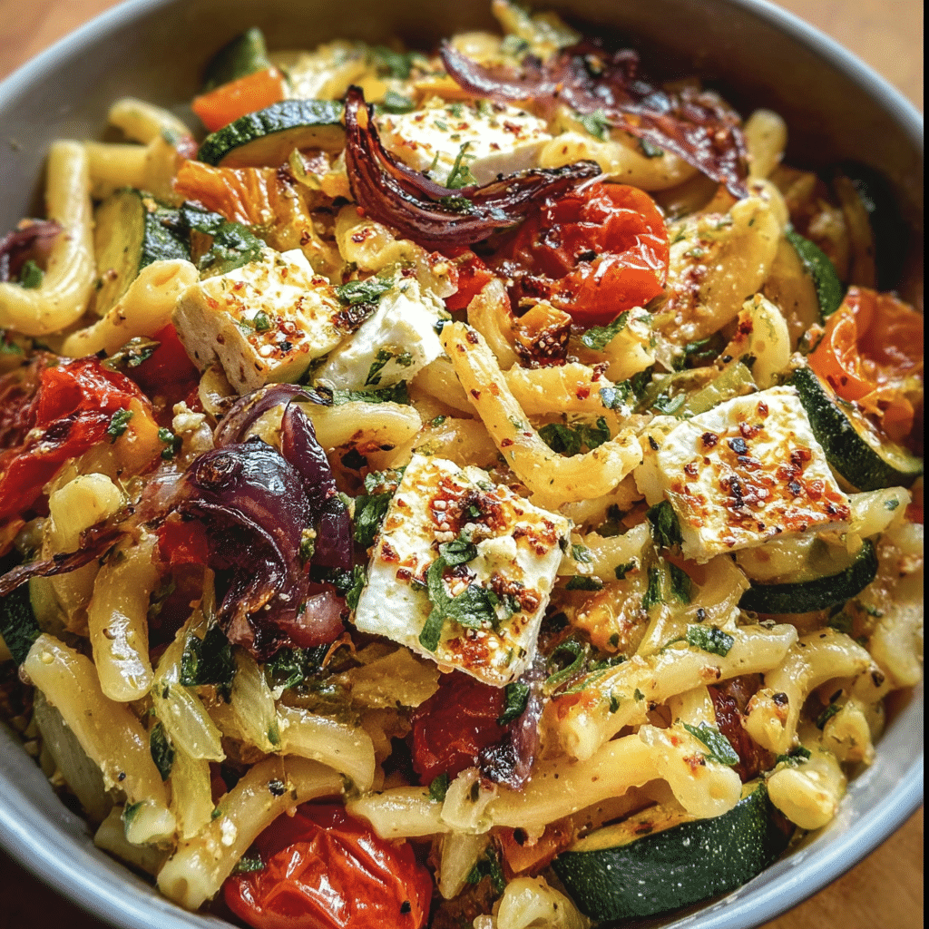 Veggie Pasta With Baked Feta